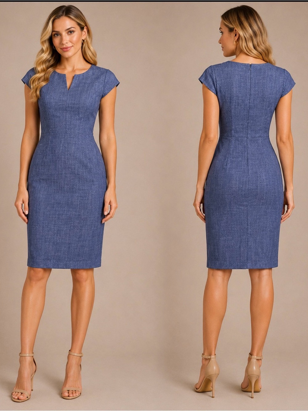 Banana Republic Blue Textured Mini Sheath Dress